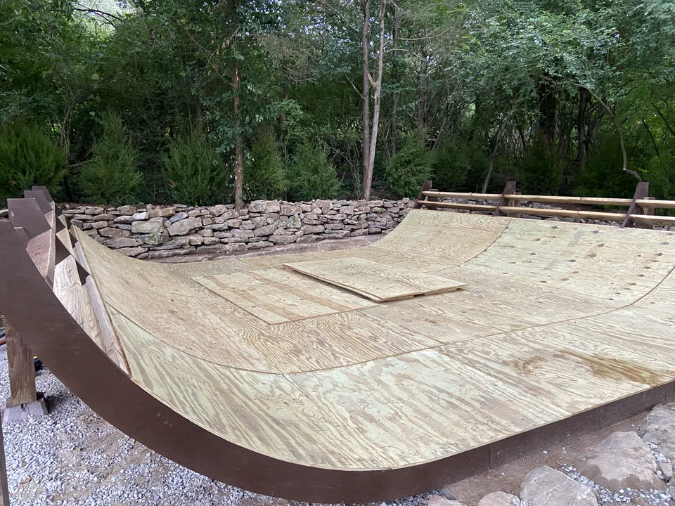 Base plywood layers over the ribs, two layers of 1/2 inch plywood.