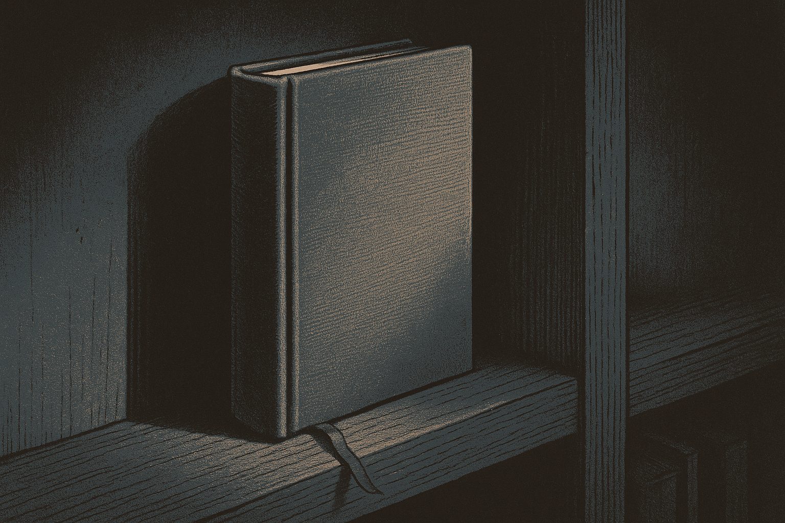 A printed, cloth-bound keepsake book standing on a shelf, slightly dusty.